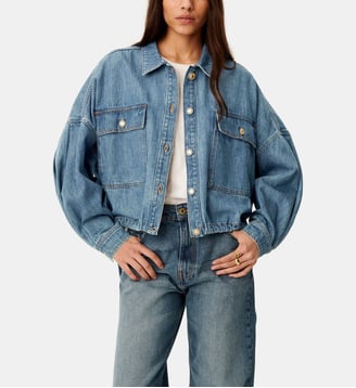 Veste Cazanim ample crop en coton - Sessùn - Bleu moyen