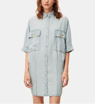 Robe chemise Fresqua courte finition jean - Sessùn - Bleu denim clair