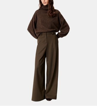 Pantalon palazzo Wesley finition sergée - Sessùn - Lichen