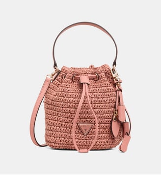 Sac seau panier Ofelia effet raphia  - Guess - Bois de rose