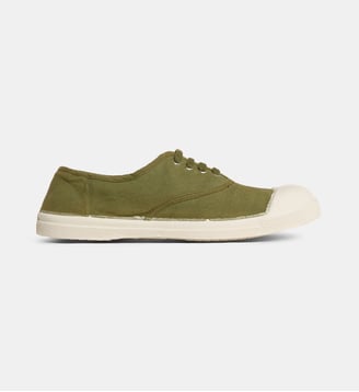 Tennis basses lacets coton - Bensimon - Kaki foncé