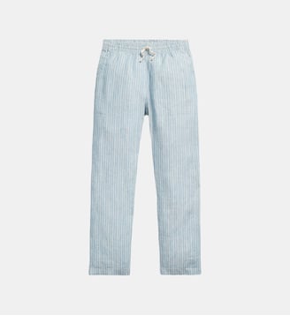 Pantalon ajustable en lin rayé - Polo Ralph Lauren - Bleu clair