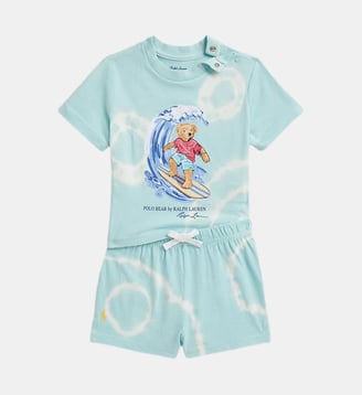 Ensemble court en coton signature - Polo Ralph Lauren - Bleu cyan