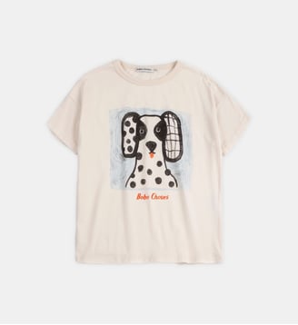 T-shirt droit en coton organique imprimé chien - Bobo choses - White
