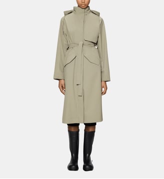 Veste Suva Hardshell droite ceinture nouée - Rains - Beige