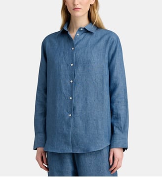 Chemise ample chambray lin - Rohe - Ocean blue