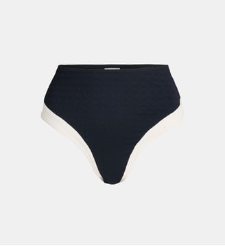 Culotte de bain taille haute Zazie Sporades gaufrée - Livia - Noir