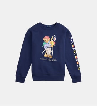 Sweat droit en coton mélangé imprimé signature - Polo Ralph Lauren - Bleu