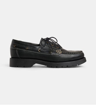 Chaussures bateau Embruns OAK cuir - Kleman - Noir