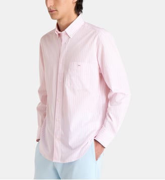 Chemise droite stripe coton - Eden Park - Rose clair
