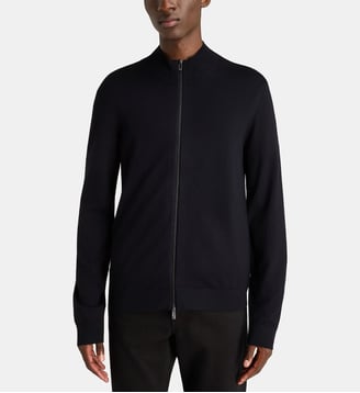 Gilet droit zippé fine maille fluide - Armani Exchange - Deep navy