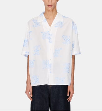 Chemisette droite en coton imprimé signature - Kenzo - Blanc