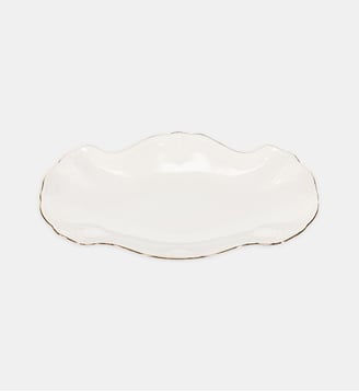 Plat à servir avec bord doré - Bonbistro - Blanc et doré