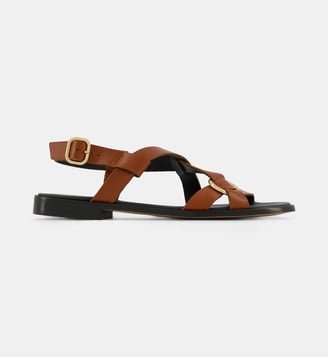 Sandales plates Maelys cuir - Maison Toufet - Cognac