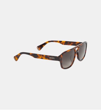 Lunettes de soleil arrondies signature en acétate - Kenzo - Marron