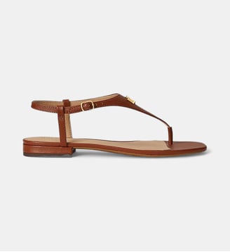 Sandales plates en cuir - Lauren Ralph Lauren - Camel