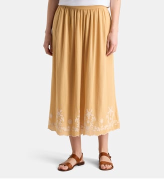 Jupe longue Etamine broderies  - Galeries Lafayette - Beige