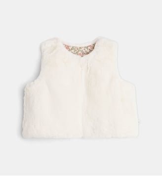 Veste réversible sans manches Tajade Pop effet fourrure - Cadet Rousselle - Écru et multicolore