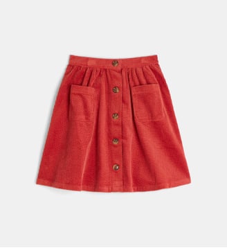 Jupe patineuse Tarouen velours milleraies coton bio - Cadet Rousselle - Rouge