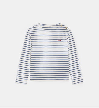 T-shirt droit Talenzou Kids rayures coton - Cadet Rousselle - Écru et bleu