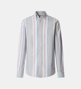 Chemise droite coton rayures contrastantes - Hackett London - Vert et multicolore