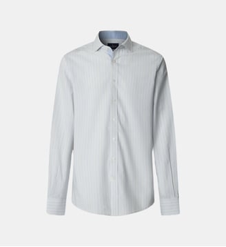 Chemise droite coton mélangé rayé - Hackett London - Jaune et bleu