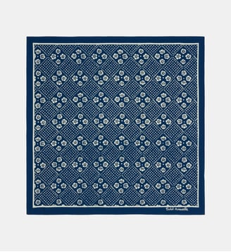 Foulard Tandana motif floral en coton bio - Cadet Rousselle - Bleu et écru