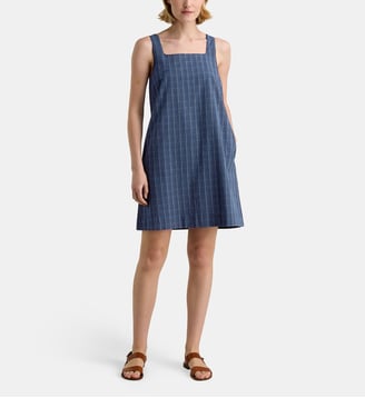 Robe droite courte Eugenie Azul à carreaux en coton bio - Galeries Lafayette - Bleu