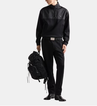 Pantalon en coton molletonné et Re-Nylon - Prada - Noir