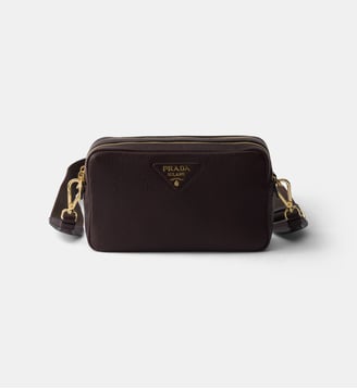 Sac camera en cuir signature - Prada - Marron