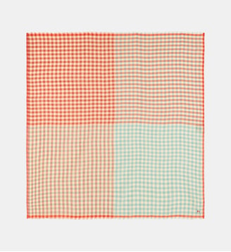 Foulard carré Poem N°821 à carreaux en coton  90 x 90 cm  - Moismont - Bleu et rouge