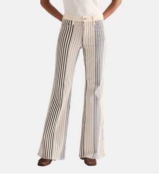 Jean droit à rayures - Wrangler - Beige et bleu