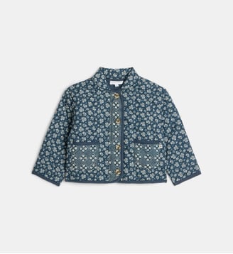 Veste matelassée Talina florale popeline coton - Cadet Rousselle - Bleu et écru