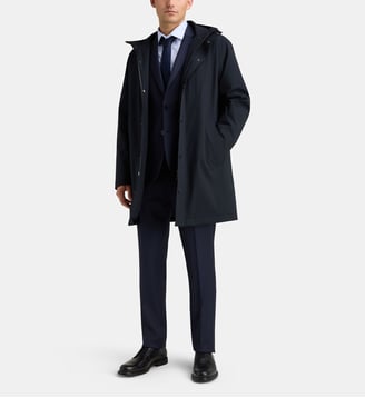 Parka mi longue Bielo déperlante à capuche  - Comptoir GL - Bleu marine