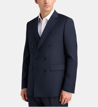 Veste de costume droite Beni croisée laine italienne - Comptoir GL - Bleu marine