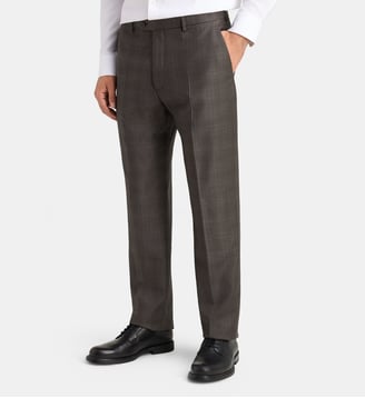 Pantalon de costume droit Beppe à carreaux laine italienne  - Comptoir GL - Marron