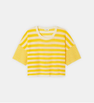 Pull ample col rond - American Vintage - Jaune et blanc