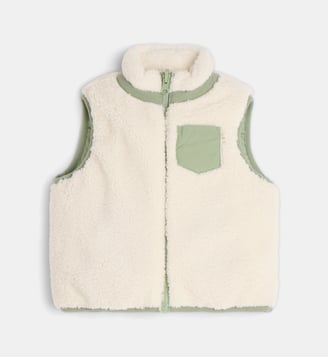 Doudoune sans manches Thari RS réversible effet fourrure - Cadet Rousselle - Écru et vert