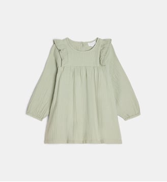 Robe ample Tasa en gaze de coton bio à pois - Cadet Rousselle - Vert dore