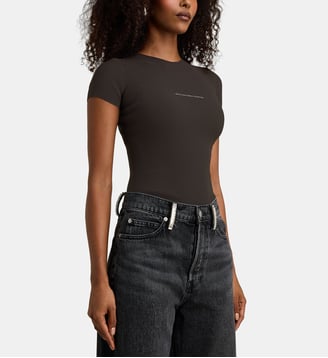 Top slim manches courtes signature effet côtelé - Alexander Wang - Cola