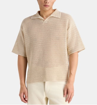 Polo confort Skipper maille ajourée coton soie - Auralee - Ivoire