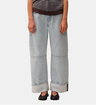 Jean John droit en coton taille haute - Nitah - Bleu ciel