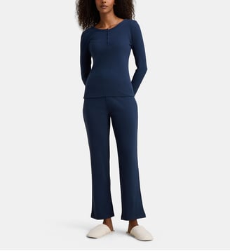 Ensemble pyjama long Diva stretch - Galeries Lafayette - Bleu