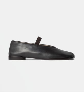ballerines en cuir fermeture élastique - Lemaire - Chocolat noir