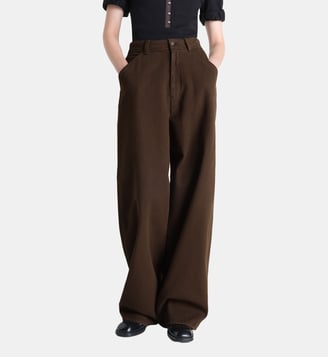 Pantalon large en coton - Lemaire - Cacao