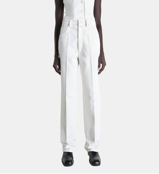 Pantalon droit en coton - Lemaire - Crème