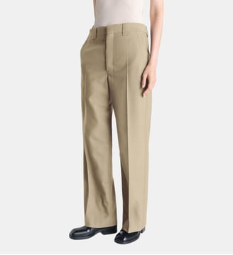 Pantalon droit en laine mélangée - Lemaire - Beige