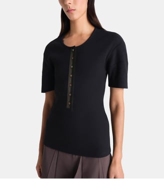 Henley ajusté en coton mélangé - Lemaire - Black