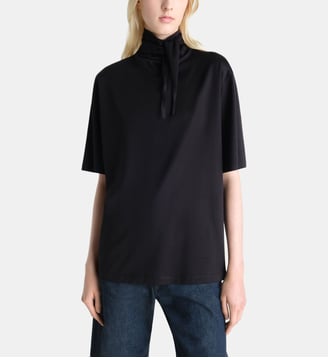 T-shirt droit avec foulard en coton - Lemaire - Noir