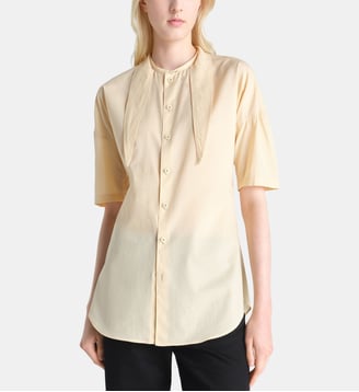 Chemisette droite en coton col foulard - Lemaire - Beige clair
